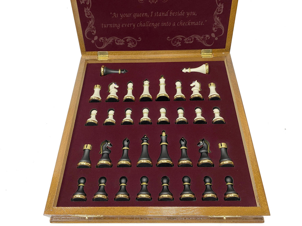 16.5 Inches Large Chess Set - Luxury Chess Pieces with 2 Extra Queens and Wooden Chess Board with Mosaic Details Antochia Crafts 