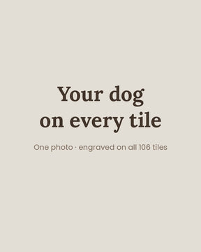 Real engraved dog portrait rummy tiles from our workshop