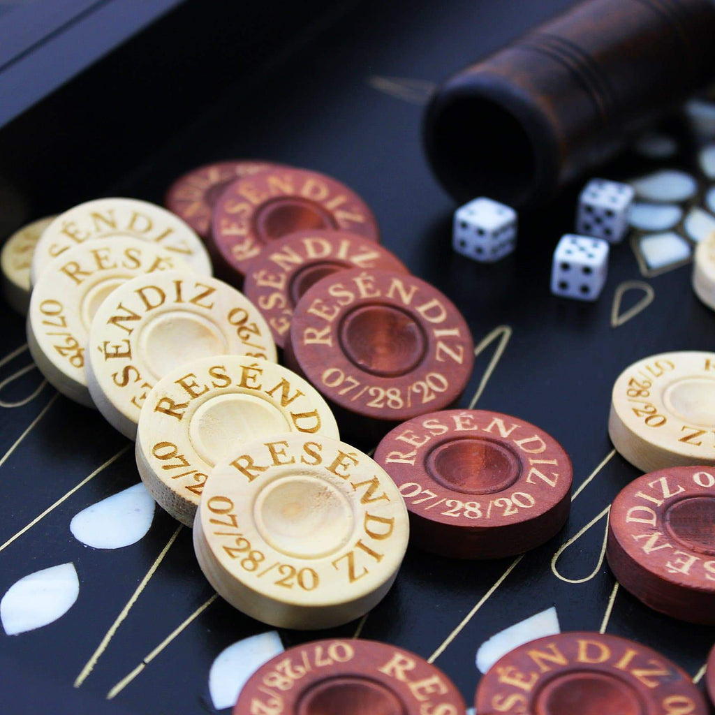 Personalized Engraved Backgammon Chips Backgammon Antochia Crafts 