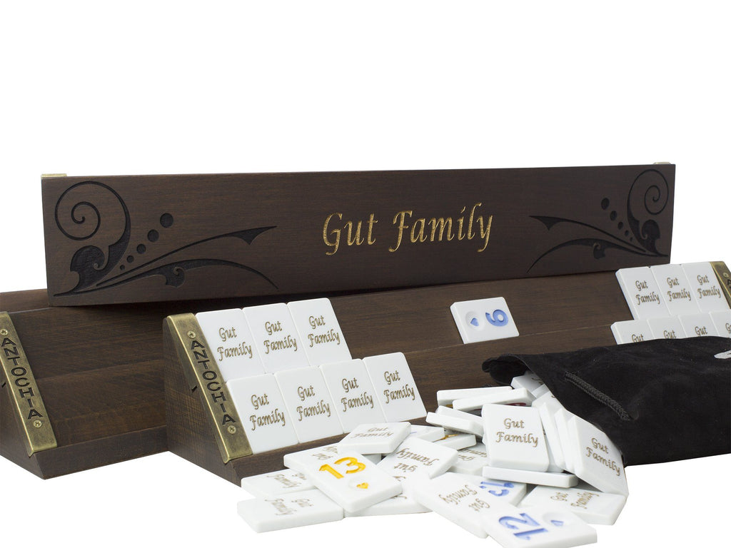 Custom Rummikube Personalized Wooden Oval Rummikub Game Set - Curved Racks - Lynne (Oke ...