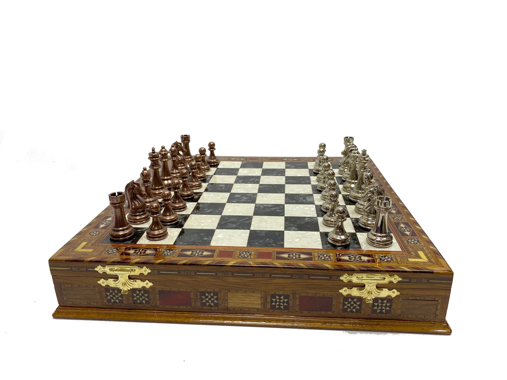 Personalized 16.5 Inches Chess Set Black - Gift Idea for Anyone on Any Occasion - Bronze Silver Chess Pieces Antochia Crafts 