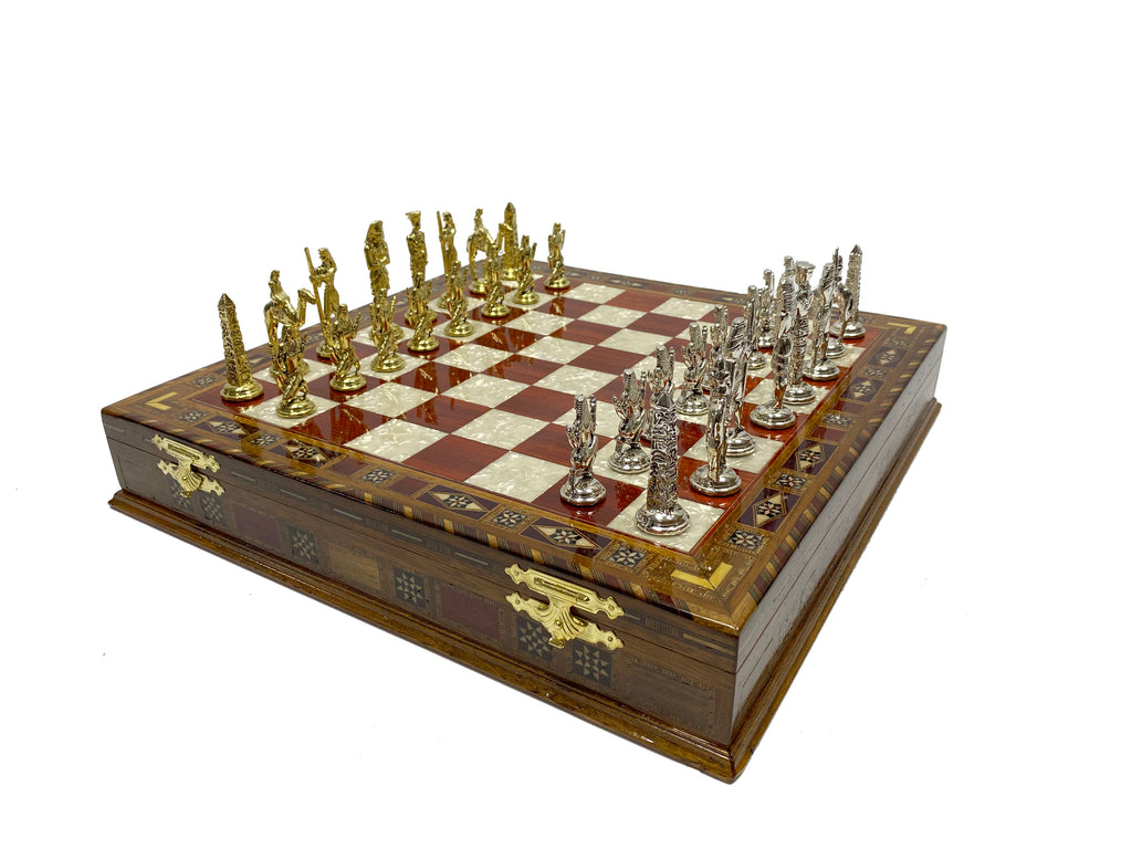 Personalized 16.5 Inches Chess Set Red - Gift Idea for Anyone on Any Occasion - Egypt Chess Figures Antochia Crafts 