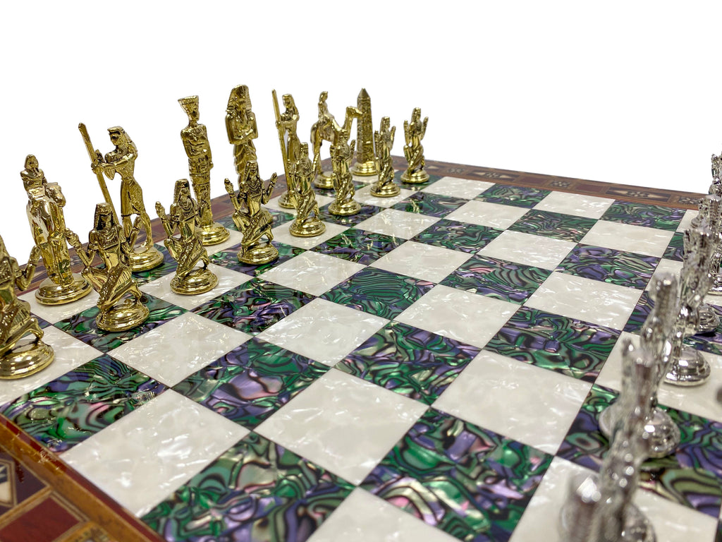 Personalized 16.5 Inches Chess Set Green - Gift Idea for Anyone on Any Occasion - Egypt Chess Figures Antochia Crafts 