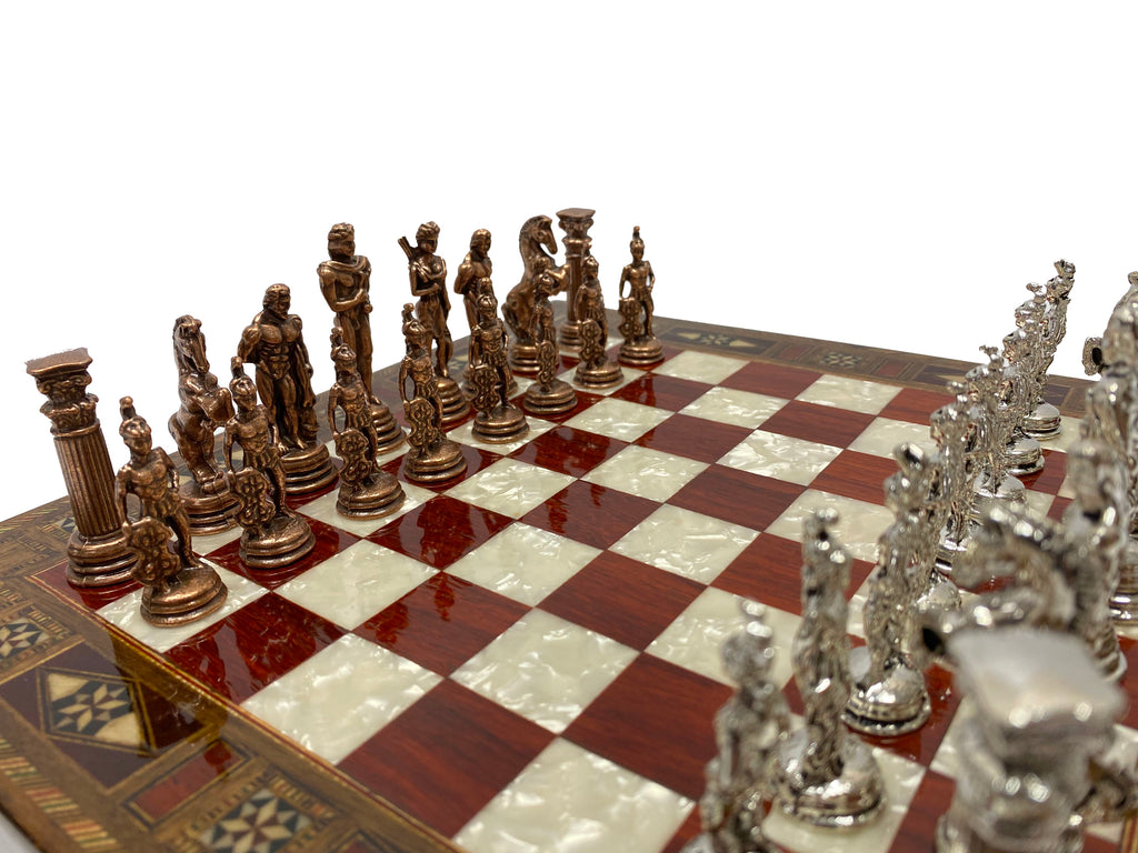 Personalized 10.8 Inches Chess Set Red - Gift Idea for Anyone on Any Occasion - Bronze Silver Chess Pieces Antochia Crafts 
