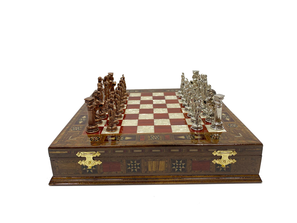 Personalized 10.8 Inches Chess Set Red - Gift Idea for Anyone on Any Occasion - Bronze Silver Chess Pieces Antochia Crafts 