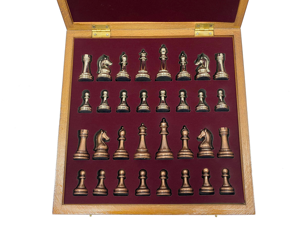 Personalized 13.5 Inches Chess Set Red - Gift Idea for Anyone on Any Occasion - Bronze Silver Chess Pieces Antochia Crafts 
