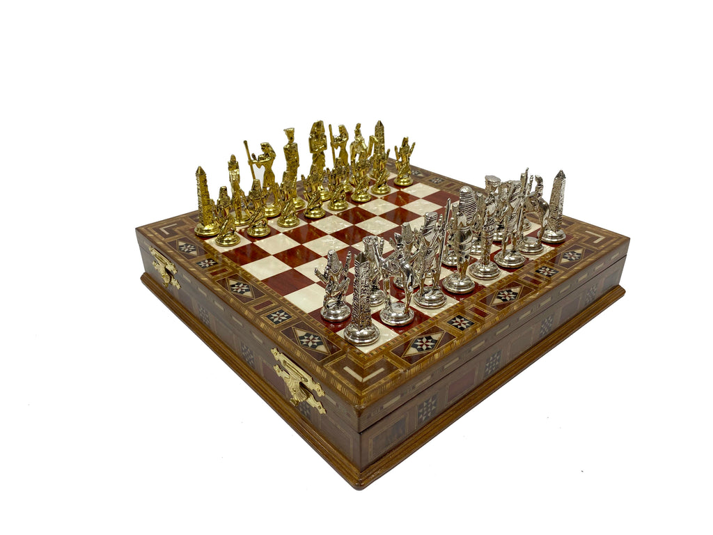 Personalized 13.5 Inches Chess Set Red - Gift Idea for Anyone on Any Occasion - Egypt Chess Figures Antochia Crafts 
