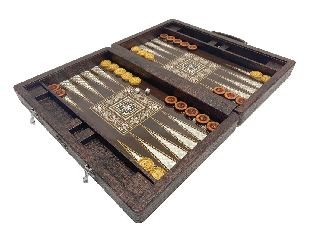 Premium Leather Backgammon Set with Personalizable Chips Antochia Crafts 