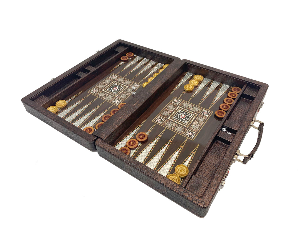 Premium Leather Backgammon Set with Personalizable Chips Antochia Crafts 